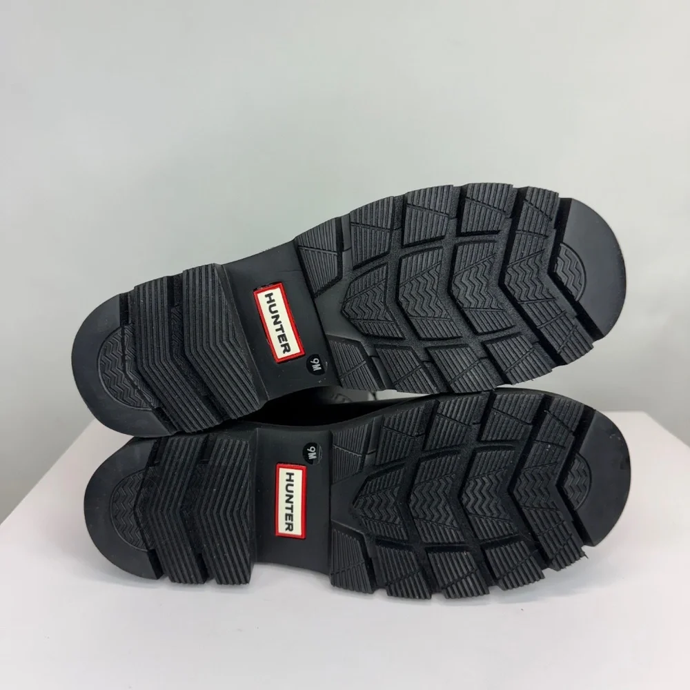 New Hunter Carson Lug Sole Rain Boot Black Sz 9